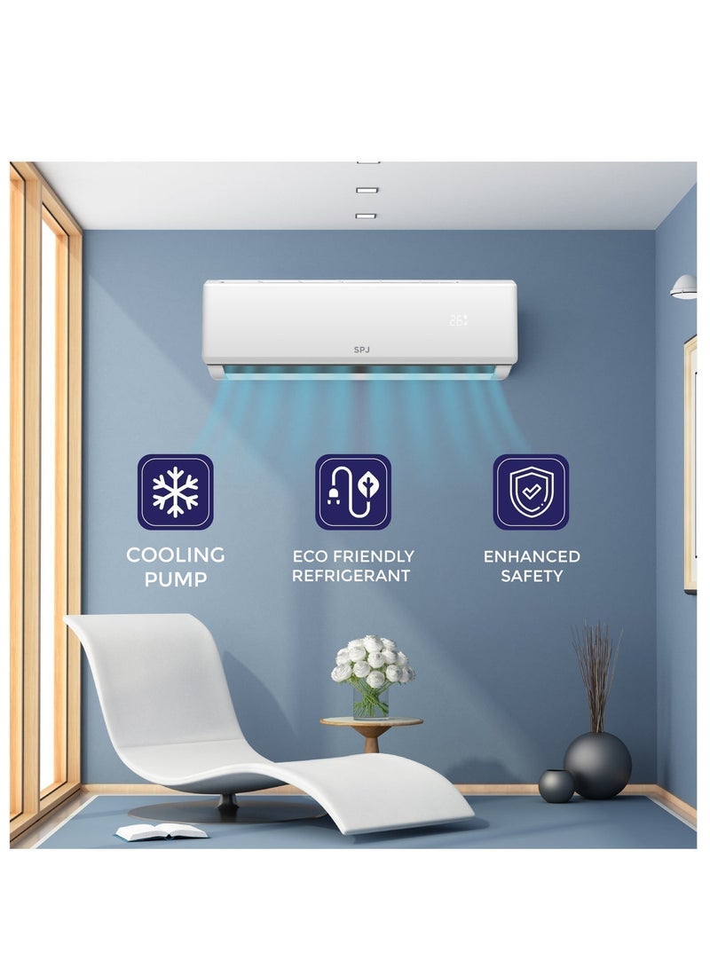 SPJ 2 Ton Split Air Conditioner, 24000 BTU, R410A Eco-Friendly Refrigerant, Low Noise, Cooling Pump, Energy Efficient, Wall Mounted AC, Quiet Operation, Best For Room And Office, (White) - Image 4